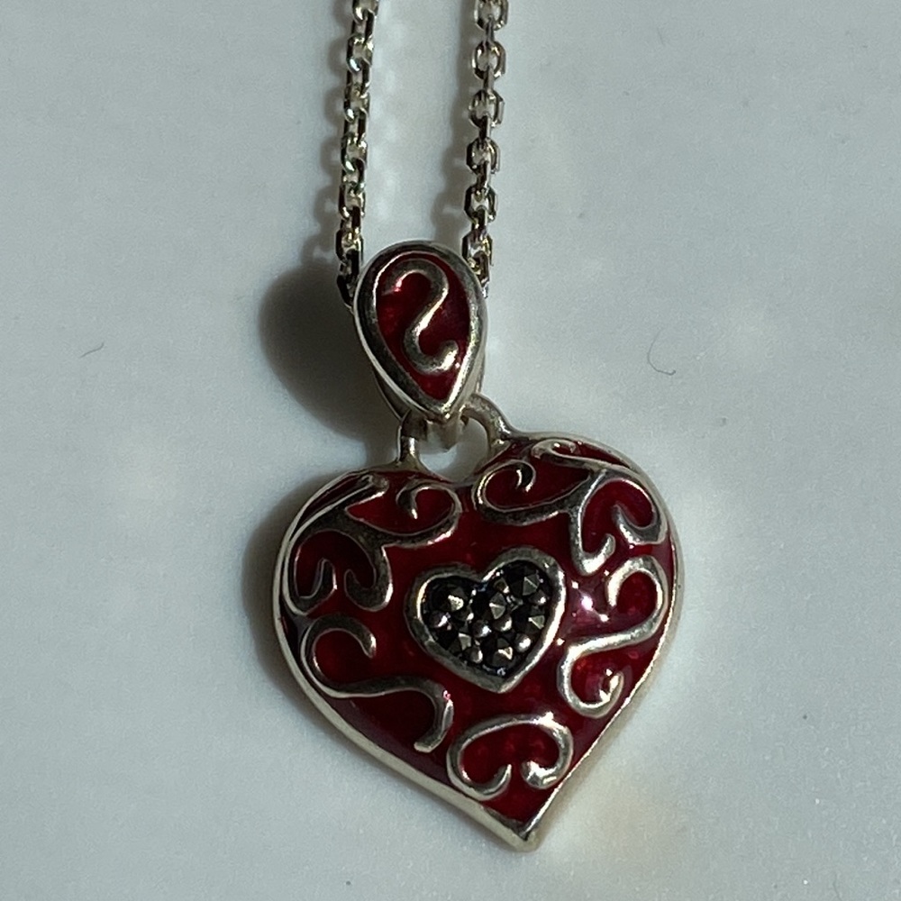Sterling Silver Marcasite Heart Pendant